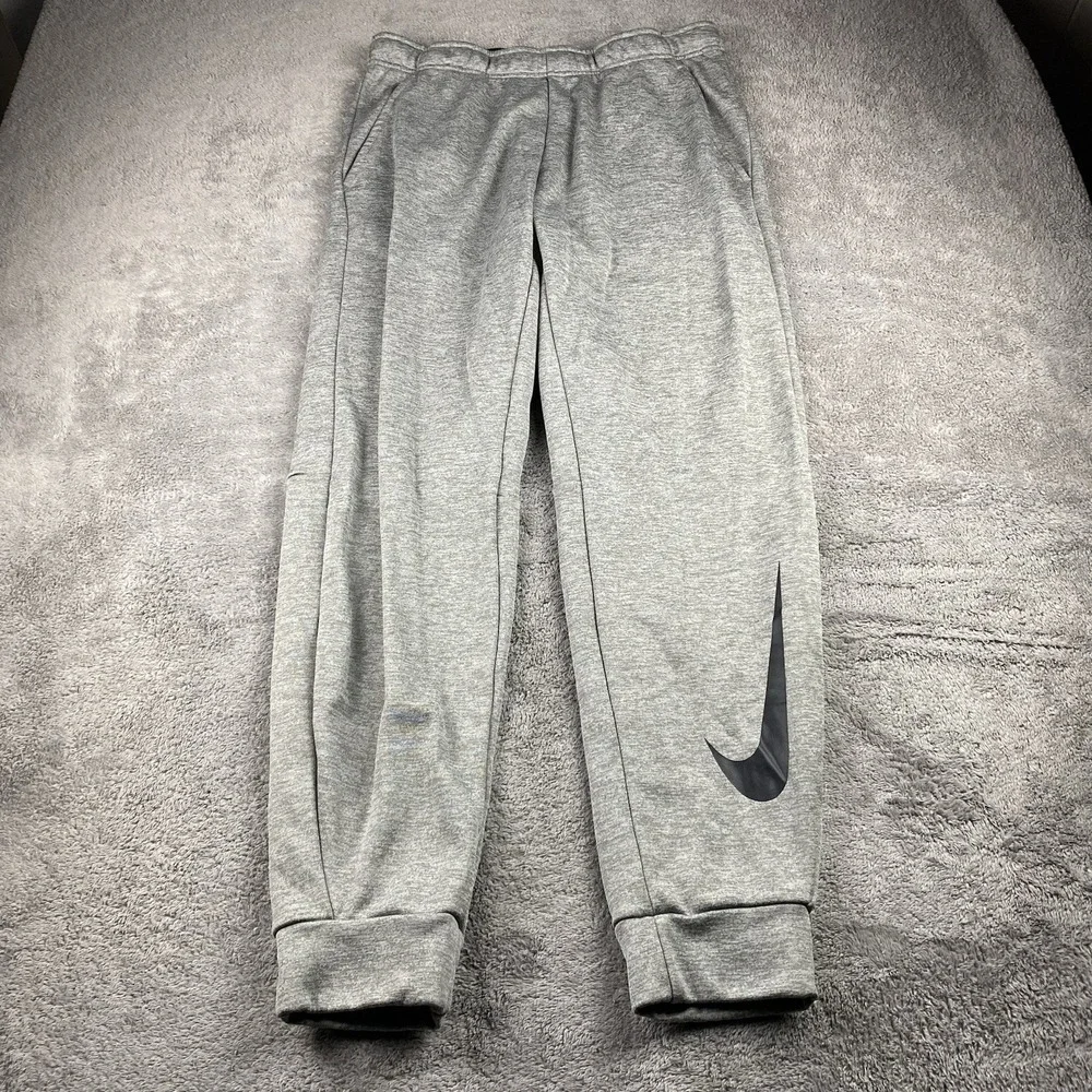 Nike‎ Sweatpants Joggers Mens Large Gray Dri-Fit Fleece Big Swoosh Logo